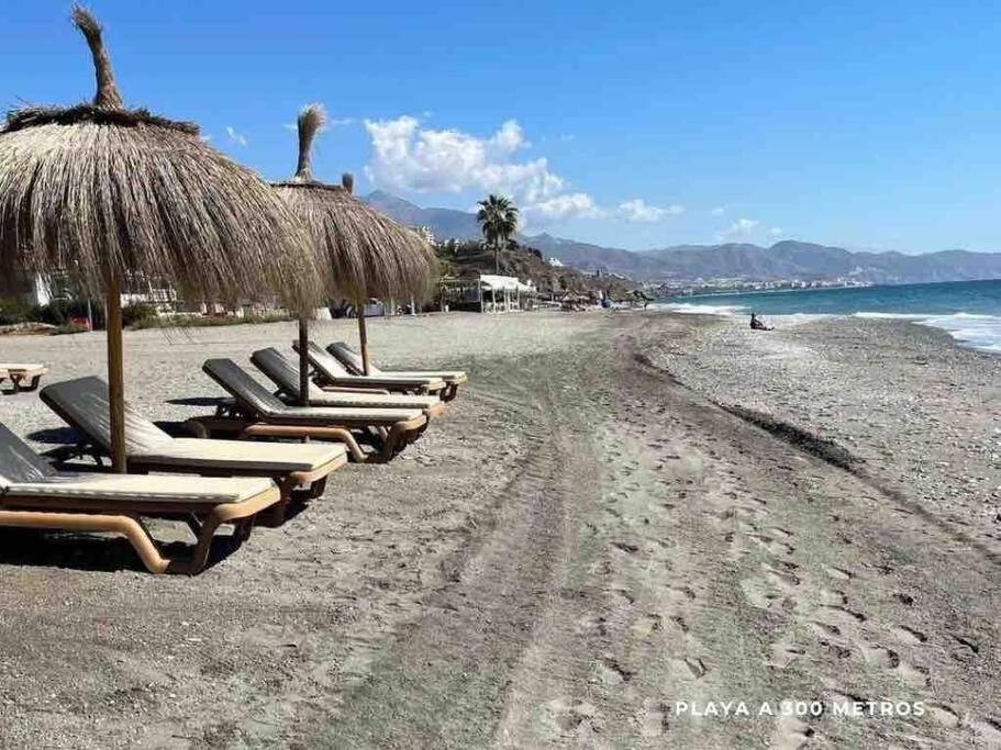 Escapada Familiar En Torrox Costa A 100M De La Playa, Vistas Al Mar Y Parking Gratis Daire Dış mekan fotoğraf